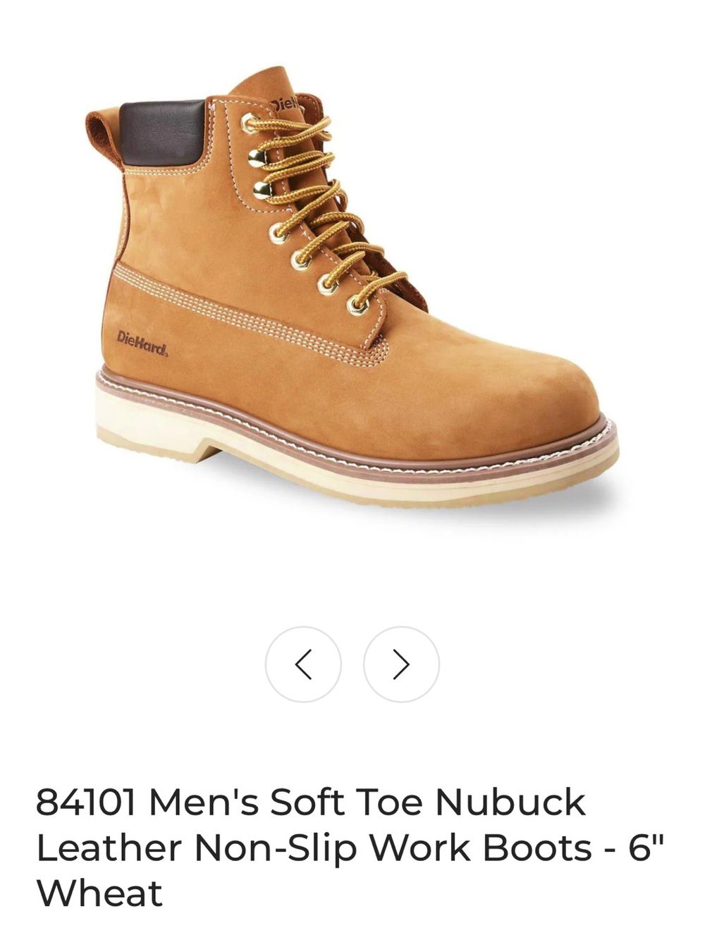 DieHard Men's Wheat Nubuck Work Boots - 6" Soft Toe